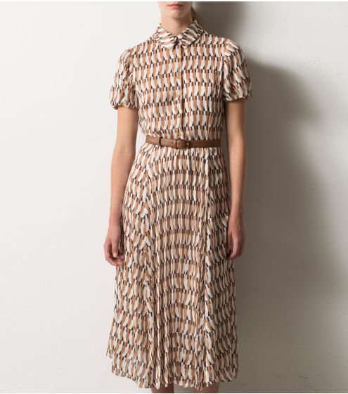 Φόρεμα Shirt με Γραμμικό Σχέδιο Print και Plisse