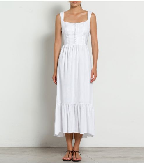 Φόρεμα Cotton με Corset Μπούστο
