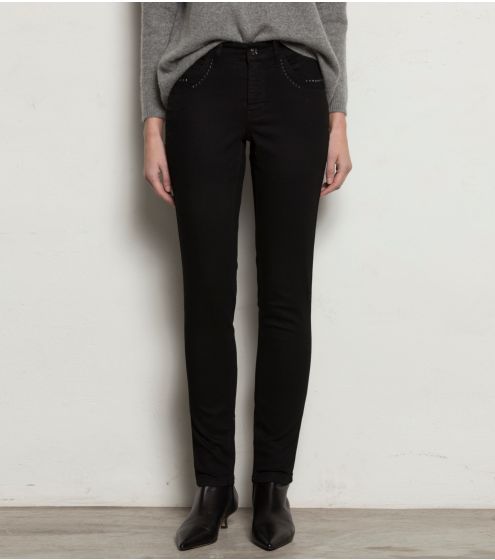 Feminine Fit Black Jeans with Shiny Studs