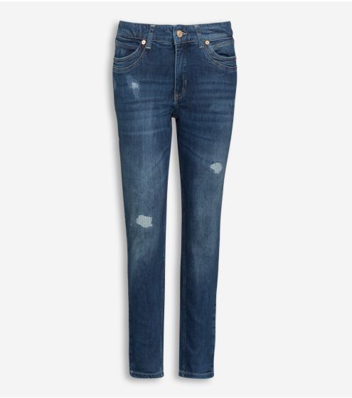 Slim Leg Distressed Washed Blue Jeans
