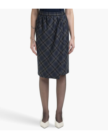 Φούστα Ντραπέ Καρό με Παρθένο Μαλλί