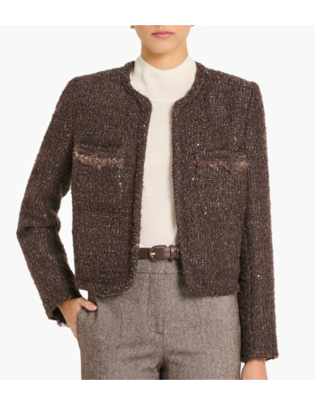 Zακέτα Collarless σε Wool Blend Boucle