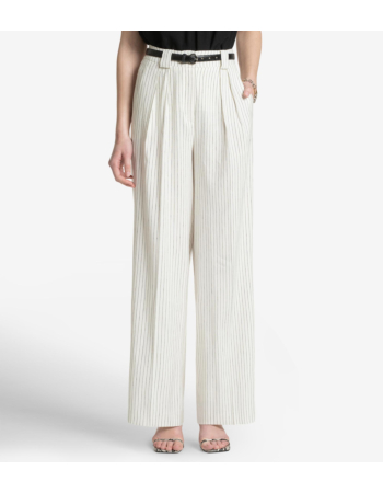 Παντελόνι με Πιέτες σε Ριγέ Linen Blend