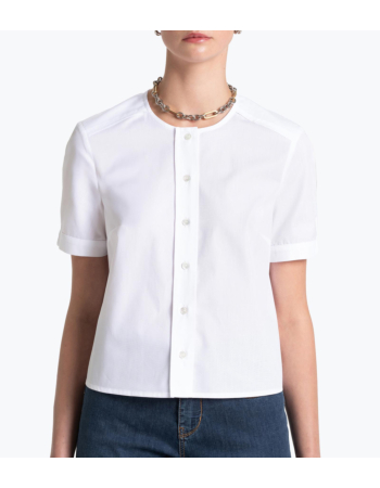Πουκάμισο Collarless σε Ποπλίνα