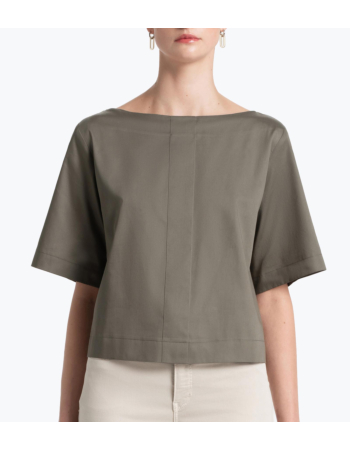 Mπλούζα Boxy σε Σατέν Ποπλίνα