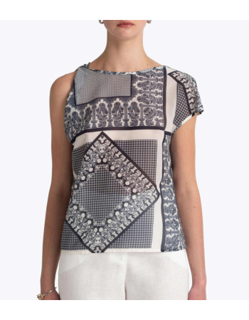 Tοπ Panel Print σε Cotton Βουάλ