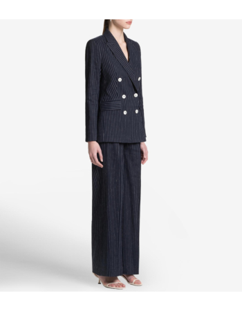 Blazer Σταυρωτό σε Ριγέ Linen Blend