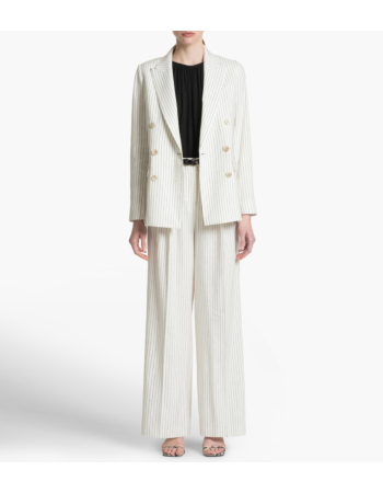 Blazer Σταυρωτό σε Ριγέ Linen Blend