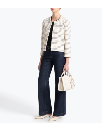 Zακέτα Cropped σε Ριγέ Cotton Boucle