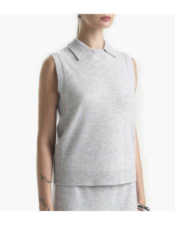 Γιλέκο με Αποσπώμενο Γιακά σε Μαλλί και Κασμίρι