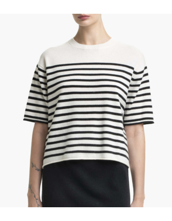 T-shirt Cropped Pιγέ σε Μαλλί & Κασμίρι