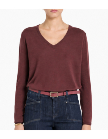 Πλεκτή V neck Μπλούζα με Μαλλί & Μετάξι