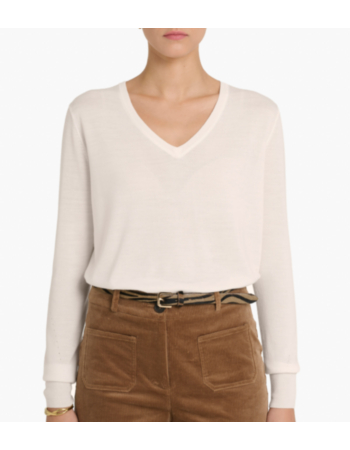 Πλεκτή V neck Μπλούζα με Μαλλί & Μετάξι
