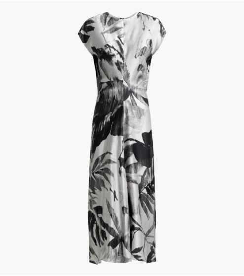 Φόρεμα Gathered σε Εμπριμέ Σατέν