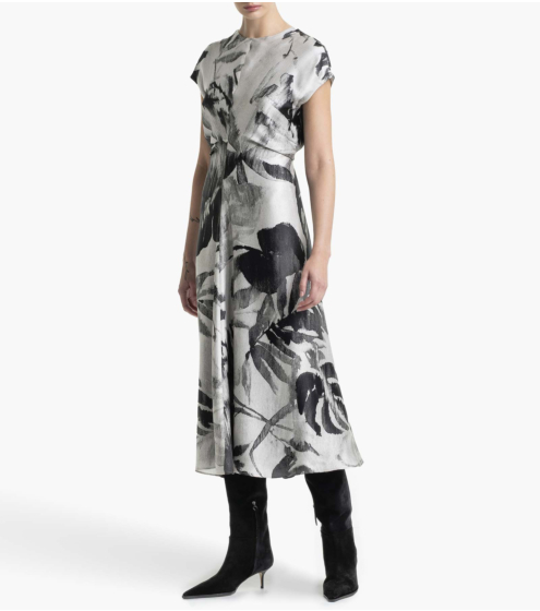 Φόρεμα Gathered σε Εμπριμέ Σατέν