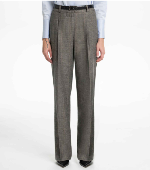 Παντελόνι με Πιέτες σε Μάλλινο Prince de Galles