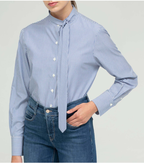 Πουκάμισο Ριγέ με Αποσπώμενη Γραβάτα