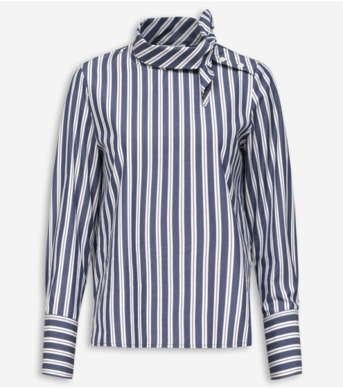 Mπλούζα Bow σε Ριγέ Ποπλίνα