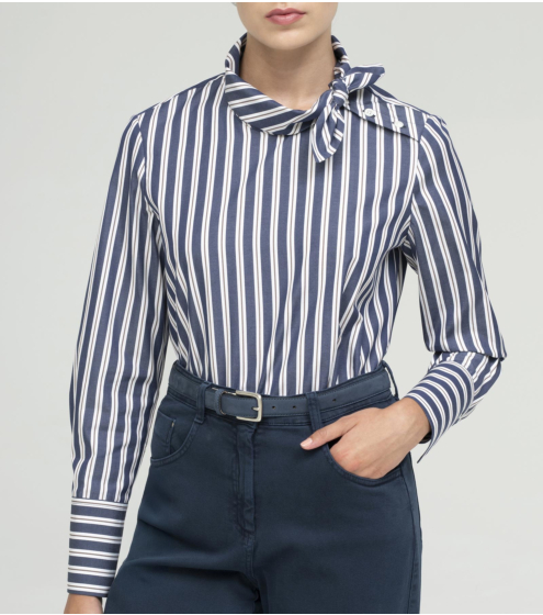 Mπλούζα Bow σε Ριγέ Ποπλίνα