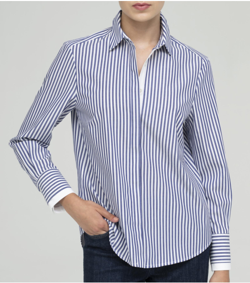 Πουκάμισο Ριγέ με Λευκές Λεπτομέρειες