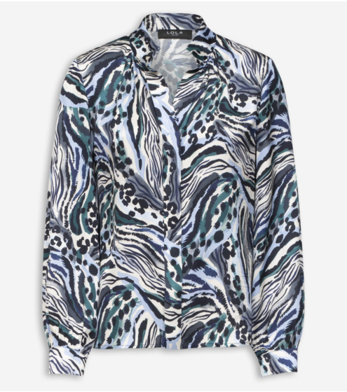 Μπλούζα Μao Collar σε Εμπριμέ Σατέν