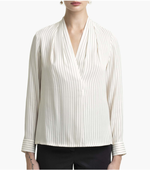 Μπλούζα V Neck σε Ριγέ σε Εcovero Satin