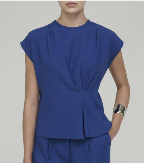 Top με Πτυχώσεις σε Wool Blend Κρεπ