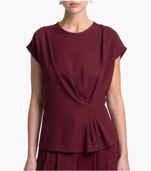 Top με Πτυχώσεις σε Wool Blend Κρεπ