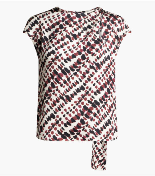 Top με Φουλάρι σε Printed Satin