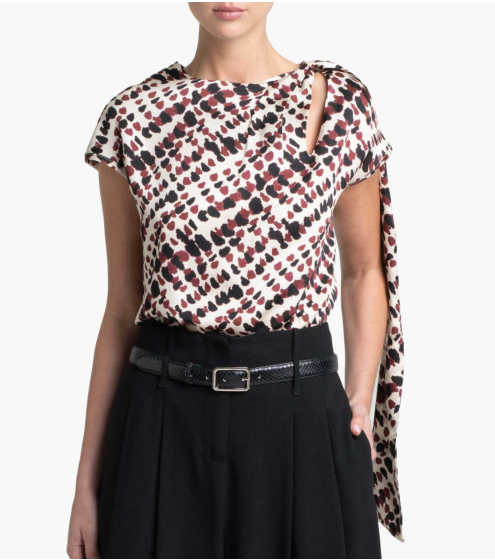 Top με Φουλάρι σε Printed Satin