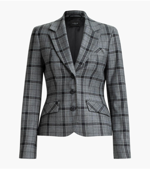 Σακάκι Fitted Καρό με Παρθένο Μαλλί