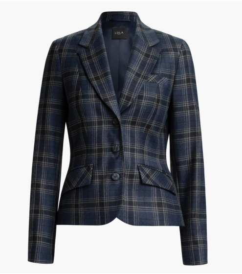 Σακάκι Fitted Καρό με Παρθένο Μαλλί
