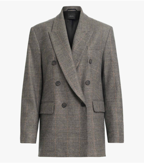 Blazer Σταυρωτό σε Wool Blend Prince de Galles