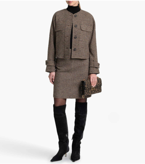 Jacket Cropped σε Wool Blend Tweed