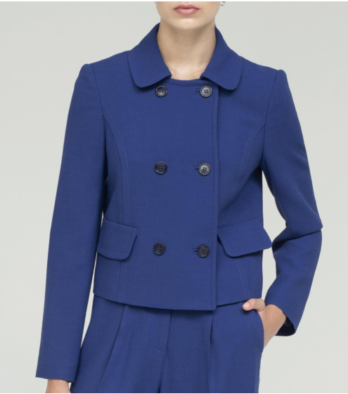 Ζακέτα Cropped Σταυρωτή σε Μάλλινο Κρεπ