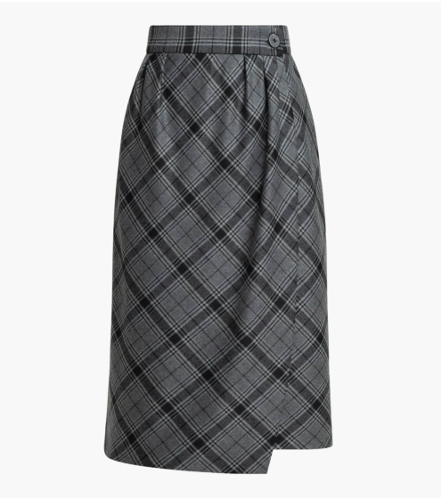 Φούστα Ντραπέ Καρό με Παρθένο Μαλλί