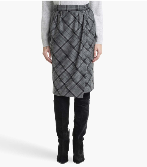 Φούστα Ντραπέ Καρό με Παρθένο Μαλλί