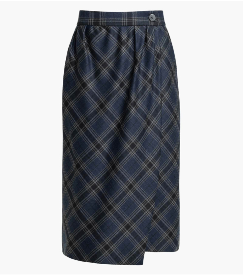 Φούστα Ντραπέ Καρό με Παρθένο Μαλλί