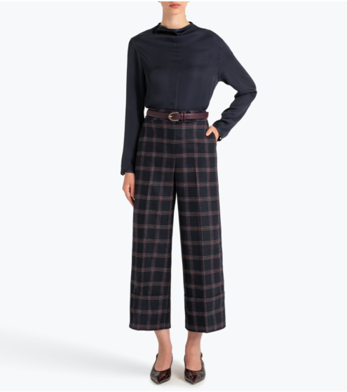 Παντελόνι Cropped σε Καρό Wool Blend