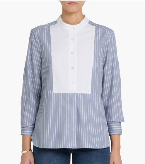 Πουκάμισο Ριγέ Tuxedo με Λευκό Plastron