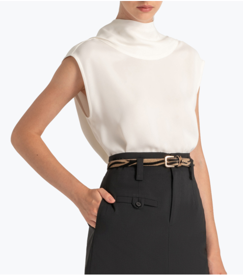 Shawl Collar Κρεπ Top