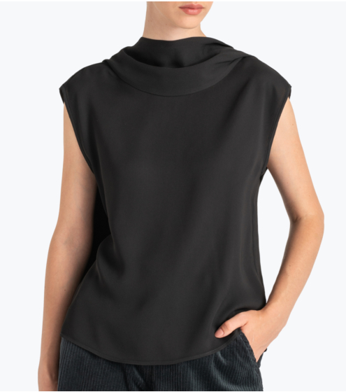 Shawl Collar Κρεπ Top
