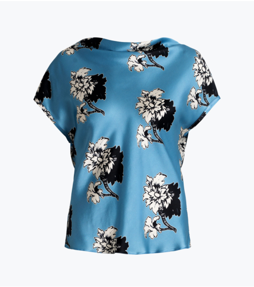Μπλούζα Draped σε Ολομέταξο Floral Satin