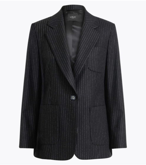 Blazer σε Ριγέ Wool Blend Ύφασμα