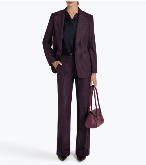Blazer σε Ριγέ Wool Blend Ύφασμα