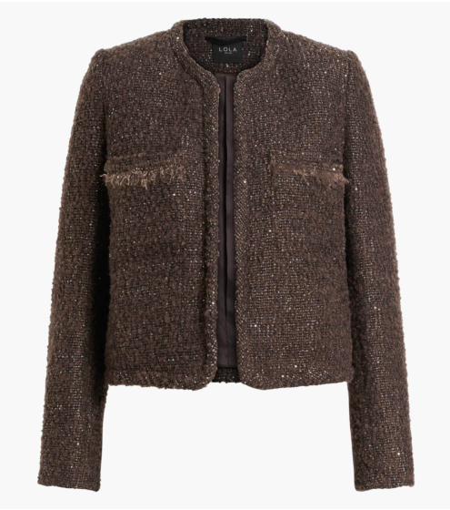 Zακέτα Collarless σε Wool Blend Boucle