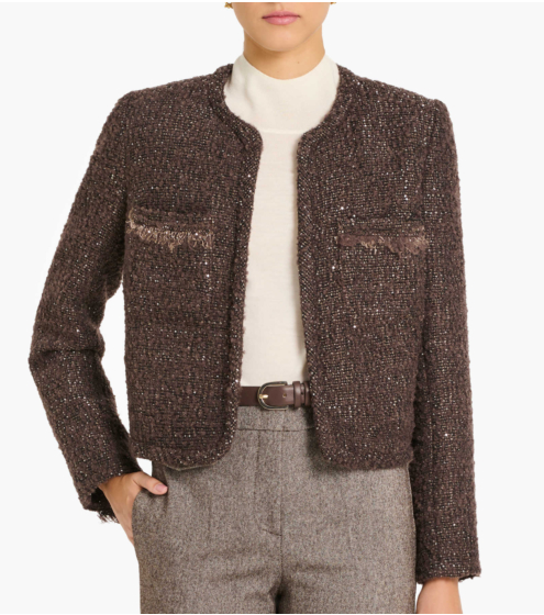 Zακέτα Collarless σε Wool Blend Boucle