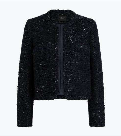 Zακέτα Collarless σε Wool Blend Boucle