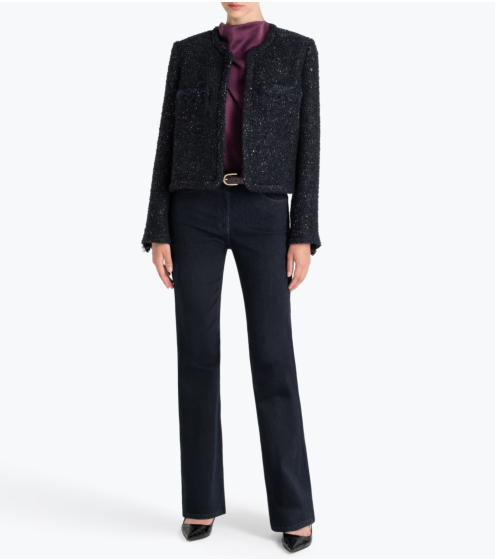 Zακέτα Collarless σε Wool Blend Boucle
