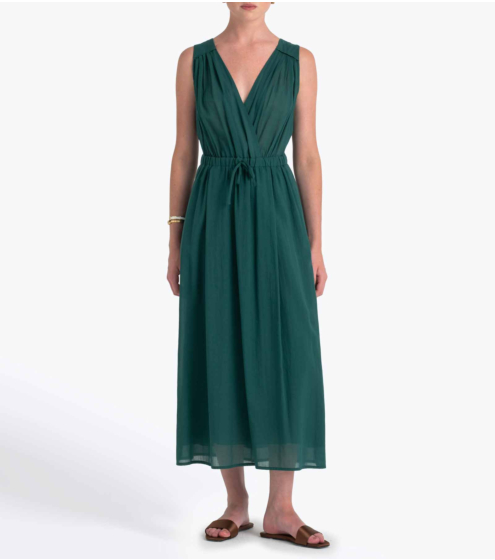 Φόρεμα με Πτυχώσεις σε Cotton Voile